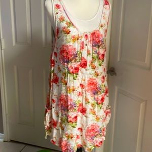 Joe Brown Sun Dress size M/L underdress with overlay pockets gathered accents